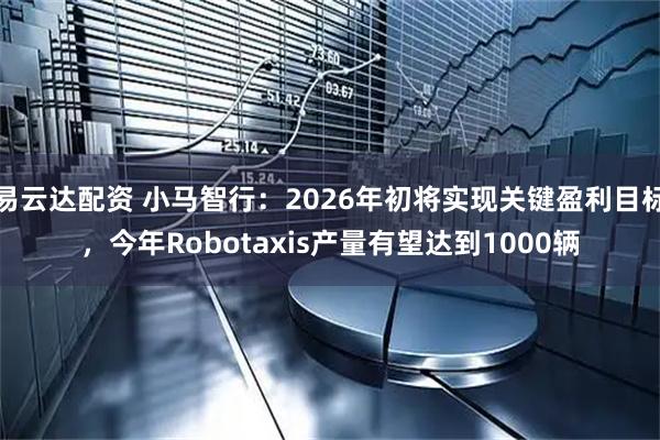 易云达配资 小马智行：2026年初将实现关键盈利目标，今年Robotaxis产量有望达到1000辆