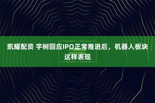 凯耀配资 宇树回应IPO正常推进后，机器人板块这样表现